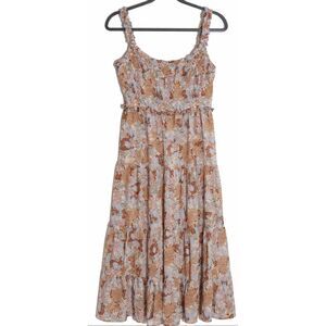 Astr the label women xl long maxi dress rust copper earthtone boho peasant tired